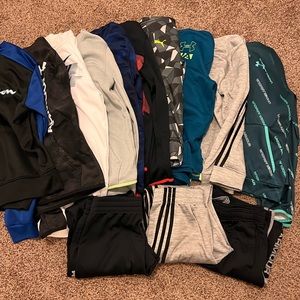 Size YM/L or 10-12 lot - 10 sweatshirts and 3 pairs of sweatpants
